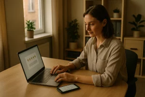 kunden um bewertung bitten vorlage: Mitarbeiterin verschickt E-Mail und SMS an Kunden mit Link zur Bewertung